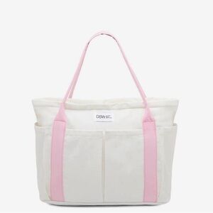 DSW Cream Canvas Tote with Pink Straps